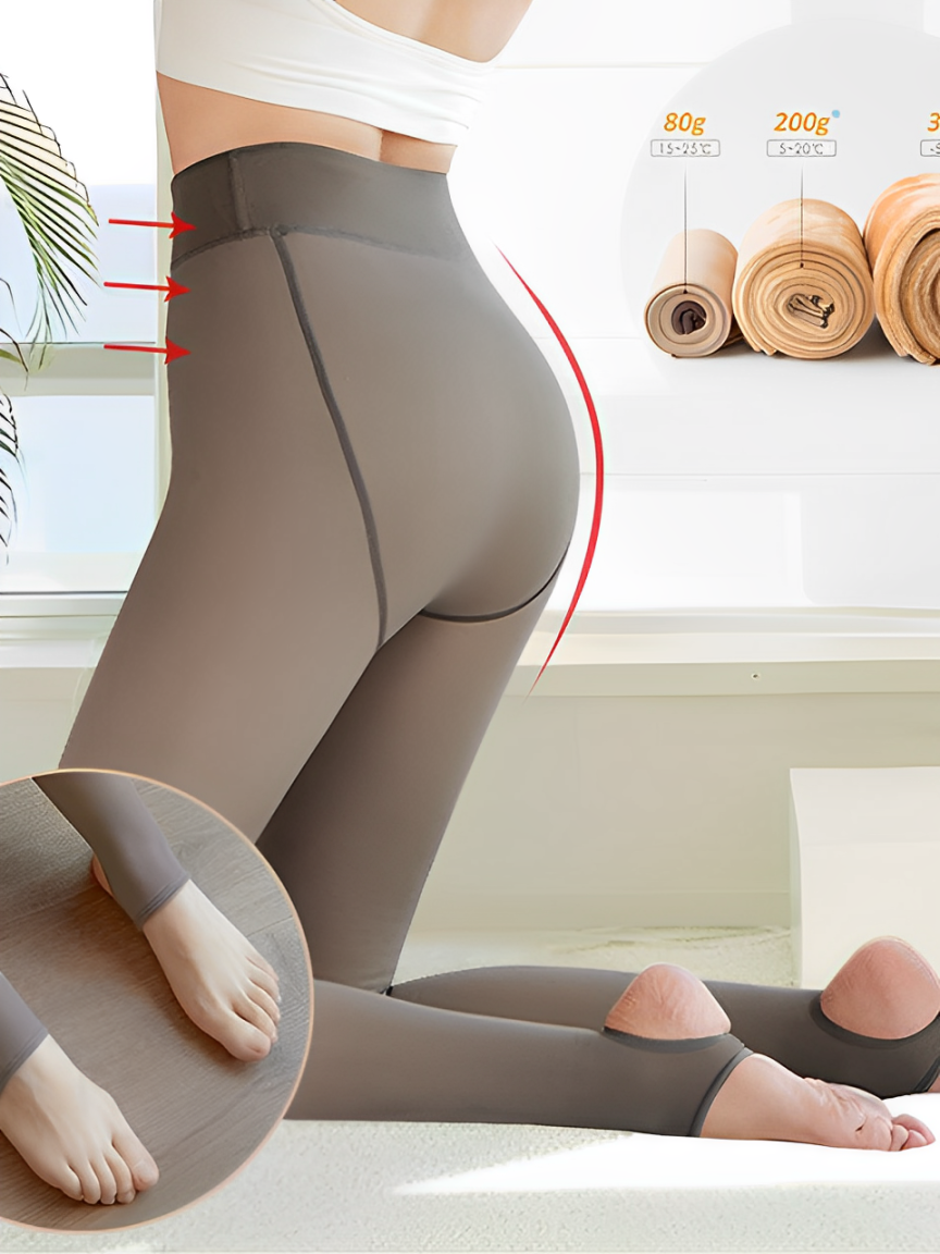 Meia-Calça Feminina Térmica Peluciada com Pézinho Confortável – Adorisse
